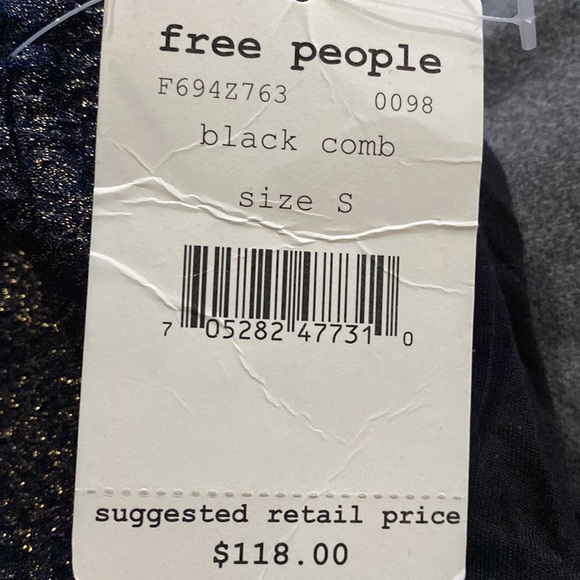 Free People black and silver mini/mid assymetrical hem. NWT size small - Picture 7 of 7
